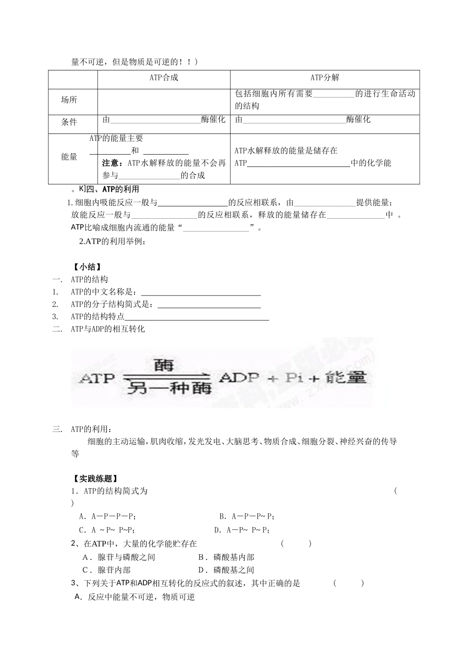 《细胞的能量“通货”——ATP》导学案2_第2页