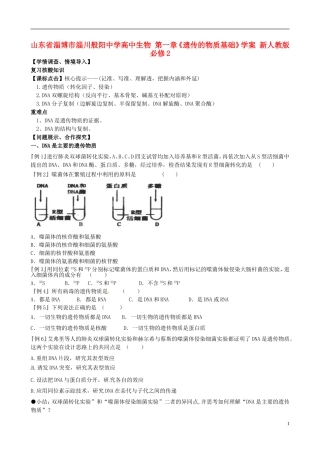 山东省淄博市淄川般阳中学高中生物 第一章《遗传的物质基础》学案 新人教版必修2