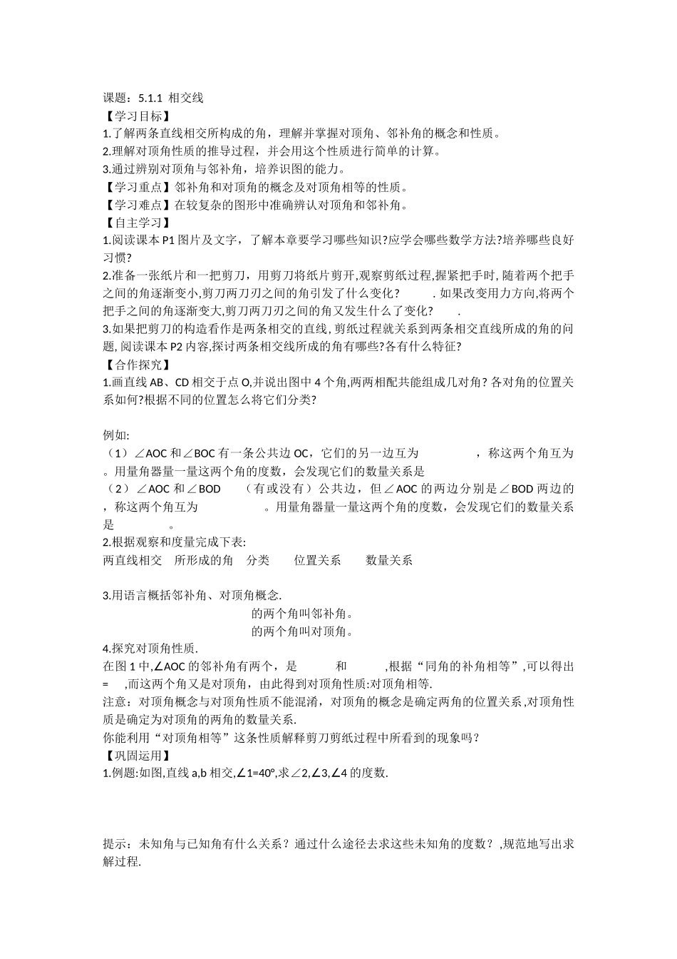 5.1.1相交线-(11)_第1页