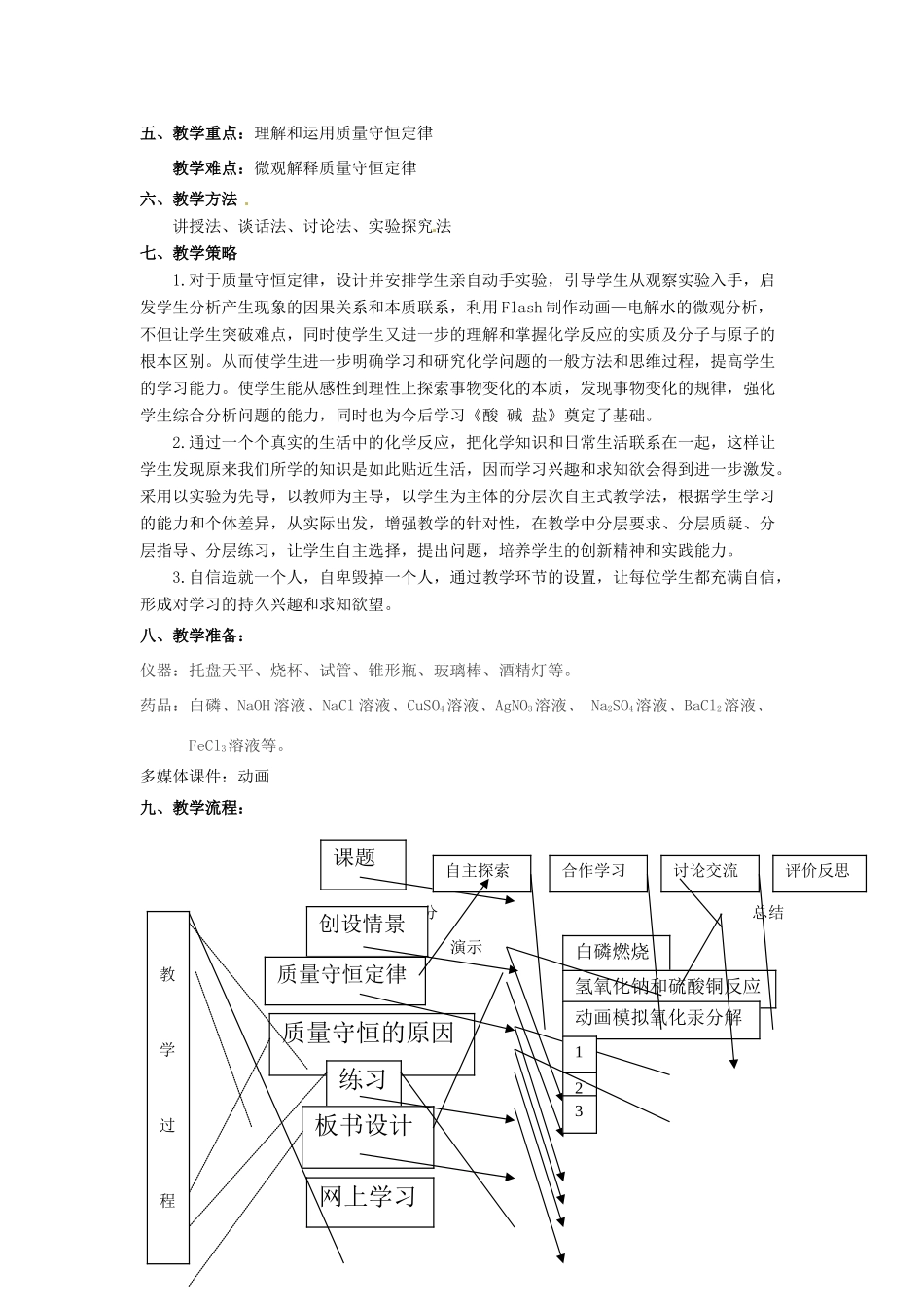 九年级化学 第七章第一节 质量守恒定律教案 北京课改版_第2页