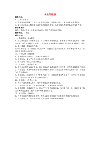 四年级语文下册 永生的眼睛教案 人教新课标版