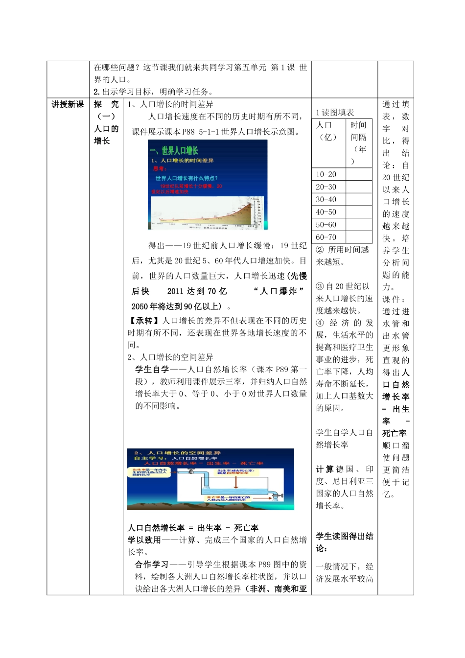 七年级地理上册《5.1 世界的人口》教案 （新版）商务星球版-（新版）商务星球版初中七年级上册地理教案_第2页