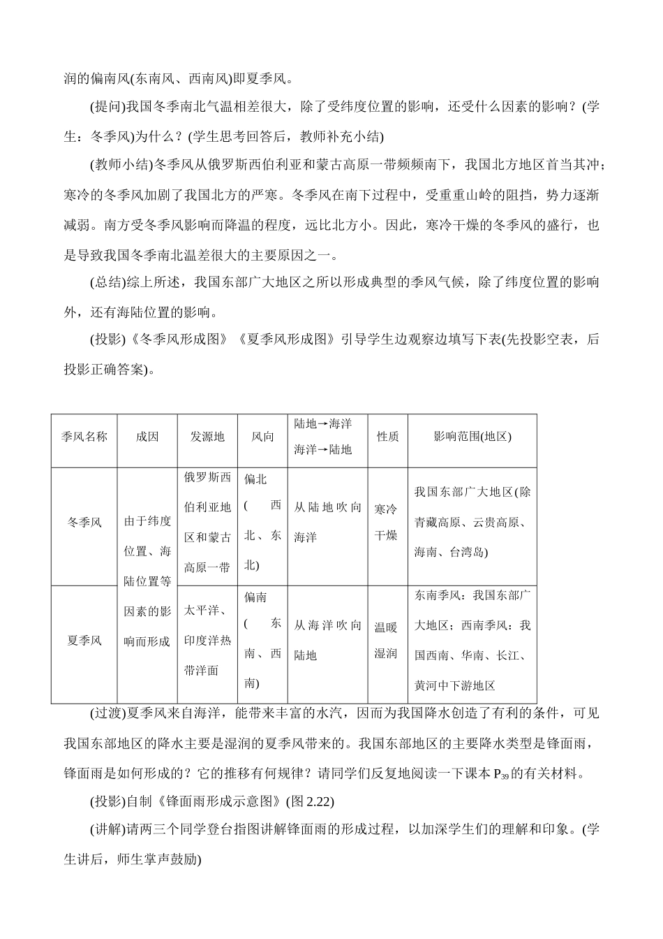 七年级地理气候多样 季风显著第3课时教案 鲁教版_第2页