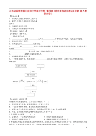 山东省淄博市淄川般阳中学高中生物 第四章《现代生物进化理论》学案 新人教版必修2