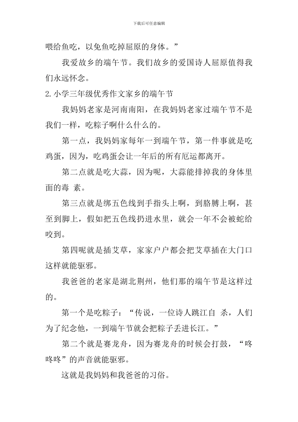 小学三年级优秀作文家乡的端午节_第2页