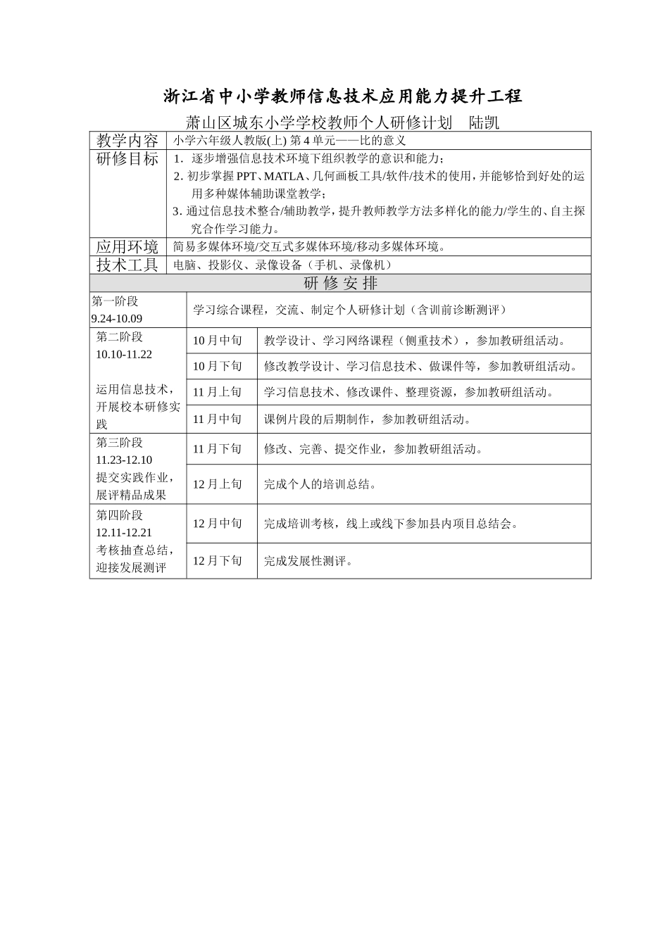 城东小学陆凯研修计划_第1页