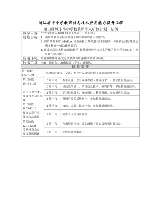 城东小学陆凯研修计划