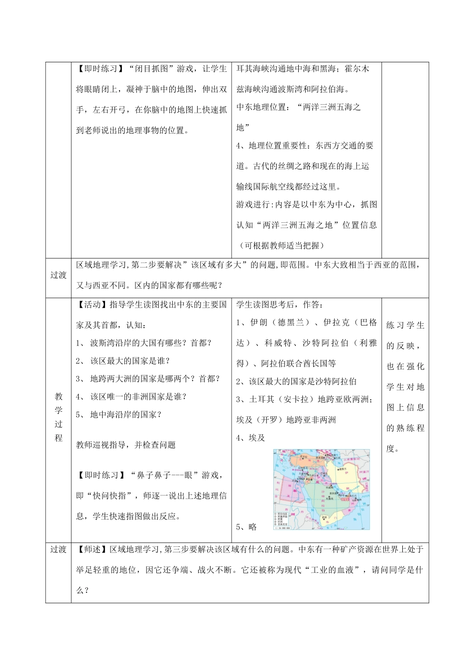 七年级地理下册 第七章 第2节中东教案 （新版）商务星球版-（新版）商务星球版初中七年级下册地理教案_第3页