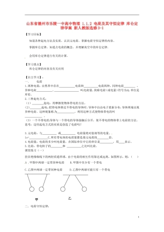 山东省德州市乐陵一中高中物理 1.1.2 电荷及其守恒定律 库仑定律学案 新人教版选修3-1
