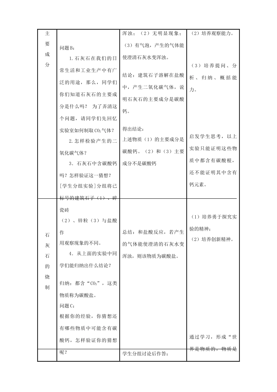 九年级化学 5.4 石灰石的利用教案1 沪教版_第3页