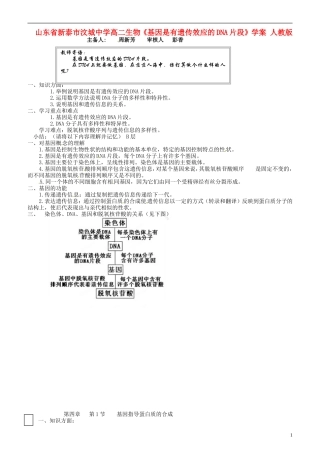 山东省新泰市汶城中学高二生物《基因是有遗传效应的DNA片段》学案 人教版