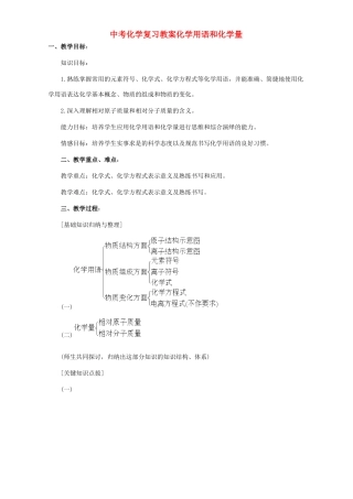 中考化学复习教案化学用语和化学量