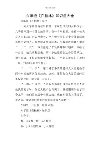 六年级《在柏林》知识点大全