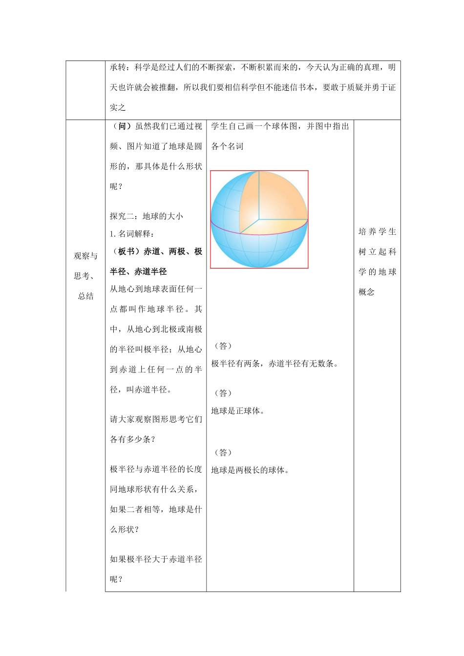 七年级地理上册 第一章 第一节 地球的形状与大小教案（2）（新版）商务星球版-（新版）商务星球版初中七年级上册地理教案_第3页