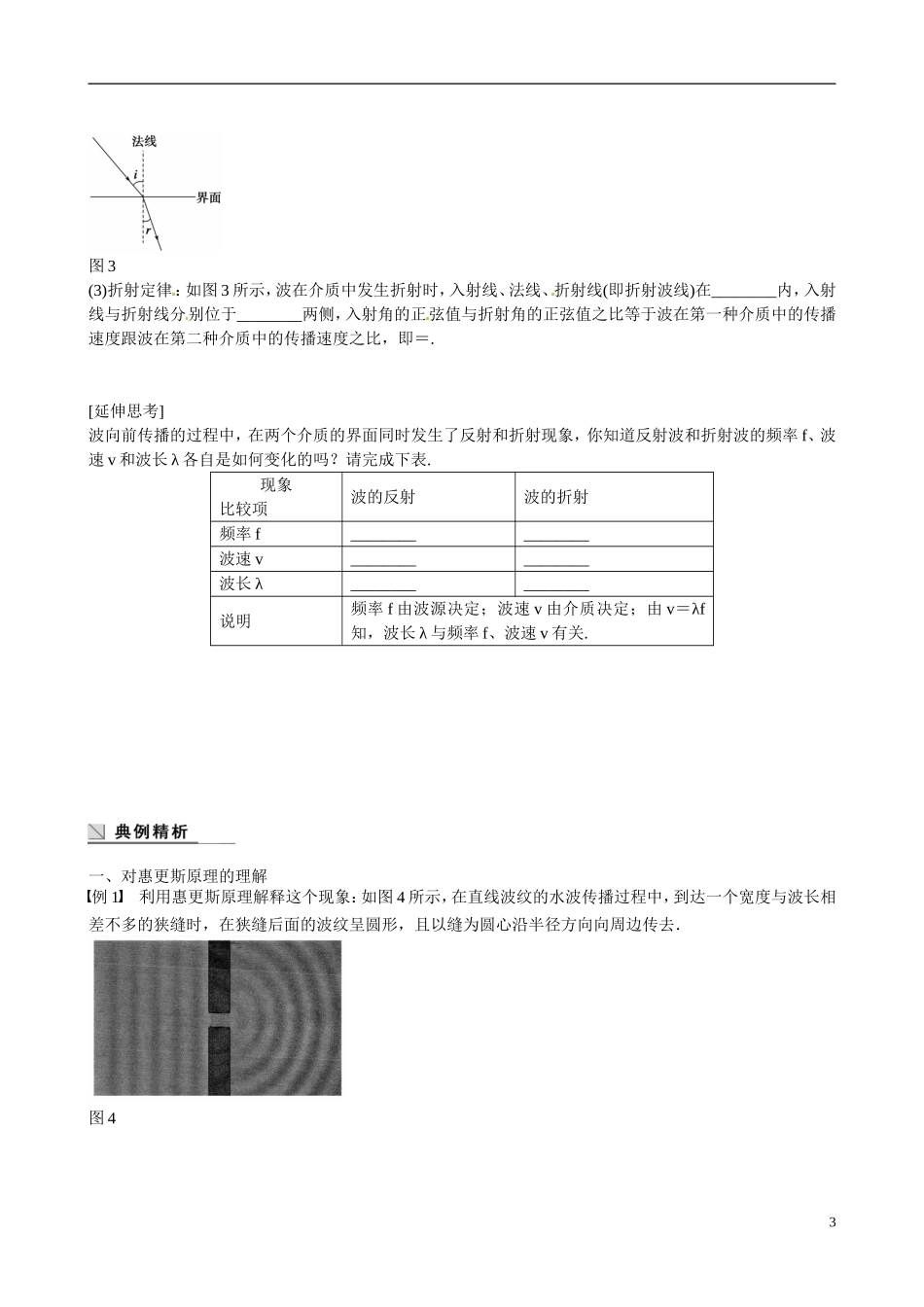 四川省广安市岳池县第一中学高中物理《2.5 惠更斯原理　波的反射与折射》学案 教科版选修3-4_第3页