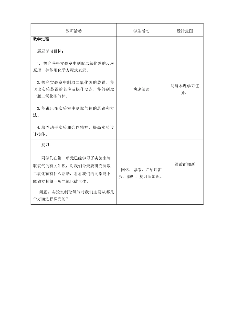 九年级化学 课题2二氧化碳制取的研究教案1_第3页