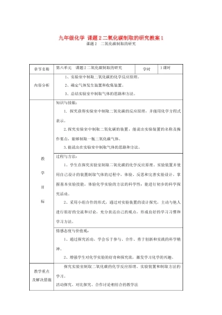 九年级化学 课题2二氧化碳制取的研究教案1