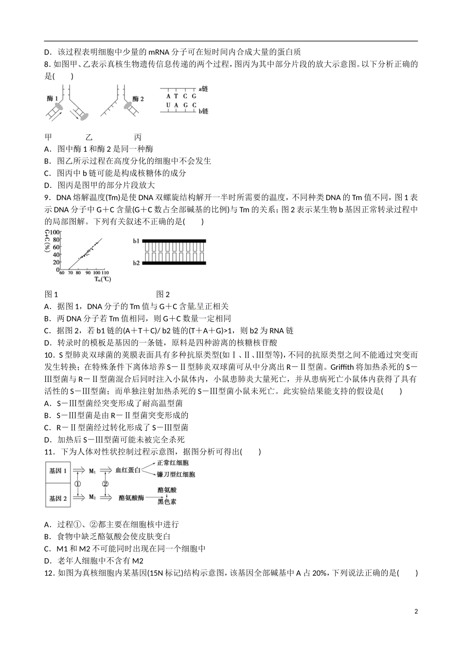 山东省乐陵市第一中学高考生物总复习 遗传物质基础学案_第2页