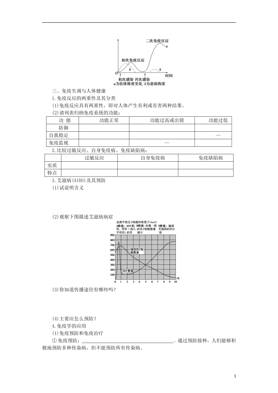 山东省沂水县第一中学高考生物一轮复习 免疫调节学案 新人教版_第3页