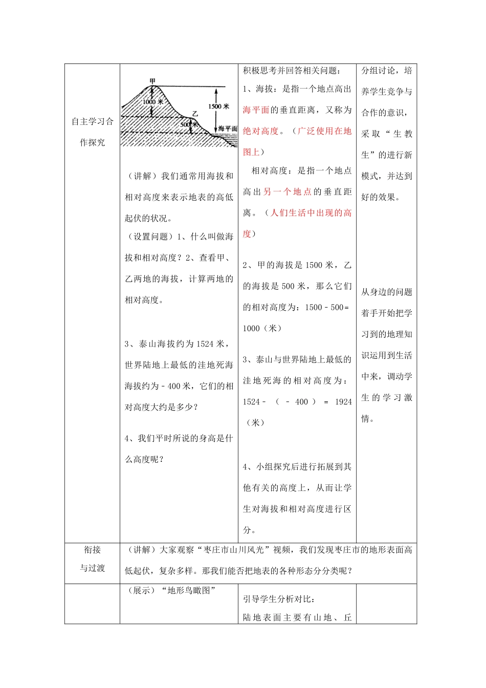 -七年级地理上册 第二章  第二节 地形图的判读优秀教案 （新版）商务星球版-（新版）商务星球版初中七年级上册地理教案_第2页