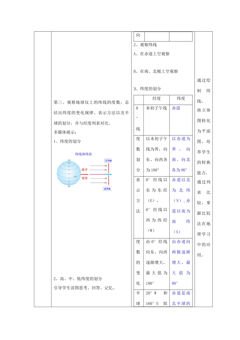 七年级地理上册 1.2地球仪和经纬网（第2课时）教案 （新版）商务星球版-（新版）商务星球版初中七年级上册地理教案_第3页