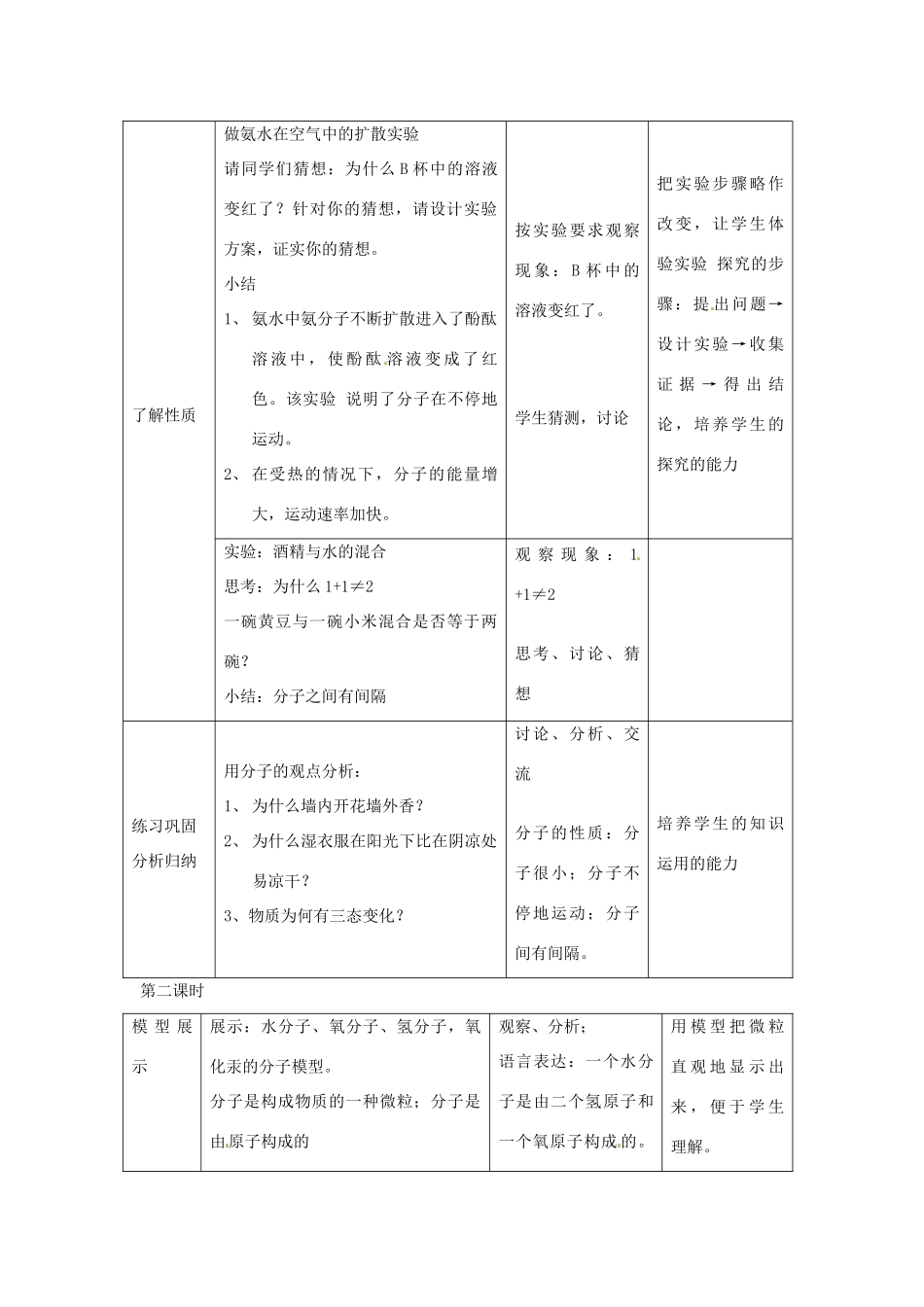 九年级化学上册 3.2 分子和原子教案2 人教新课标版_第3页