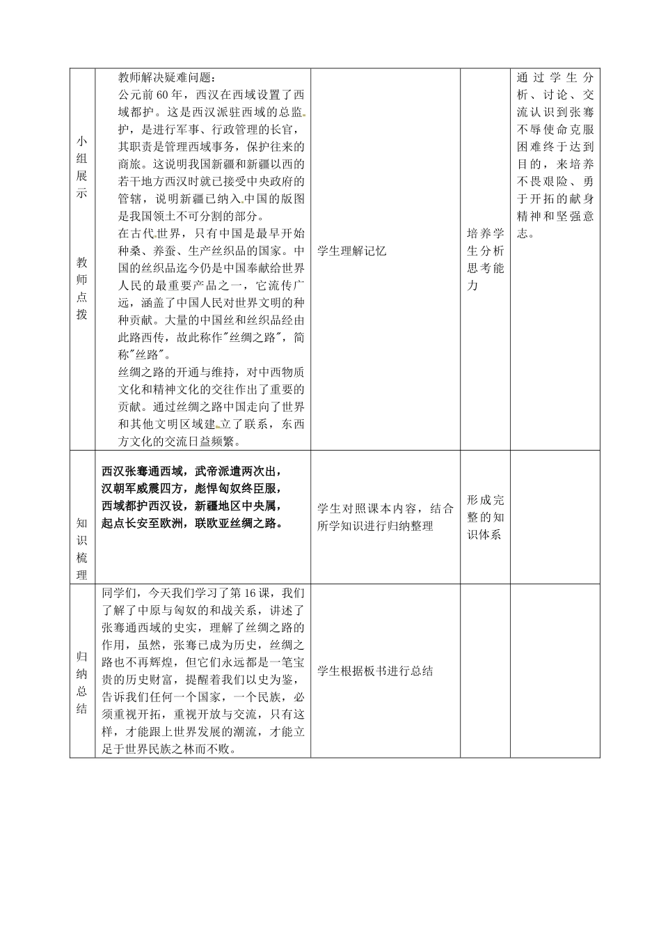 七年级历史上册 第16秦 汉开拓西域和丝绸之路教案 北师大版-北师大版初中七年级上册历史教案_第3页
