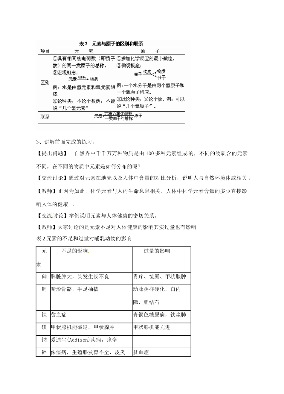 九年级化学 3.3 组成物质的化学元素教案2 沪教版_第2页