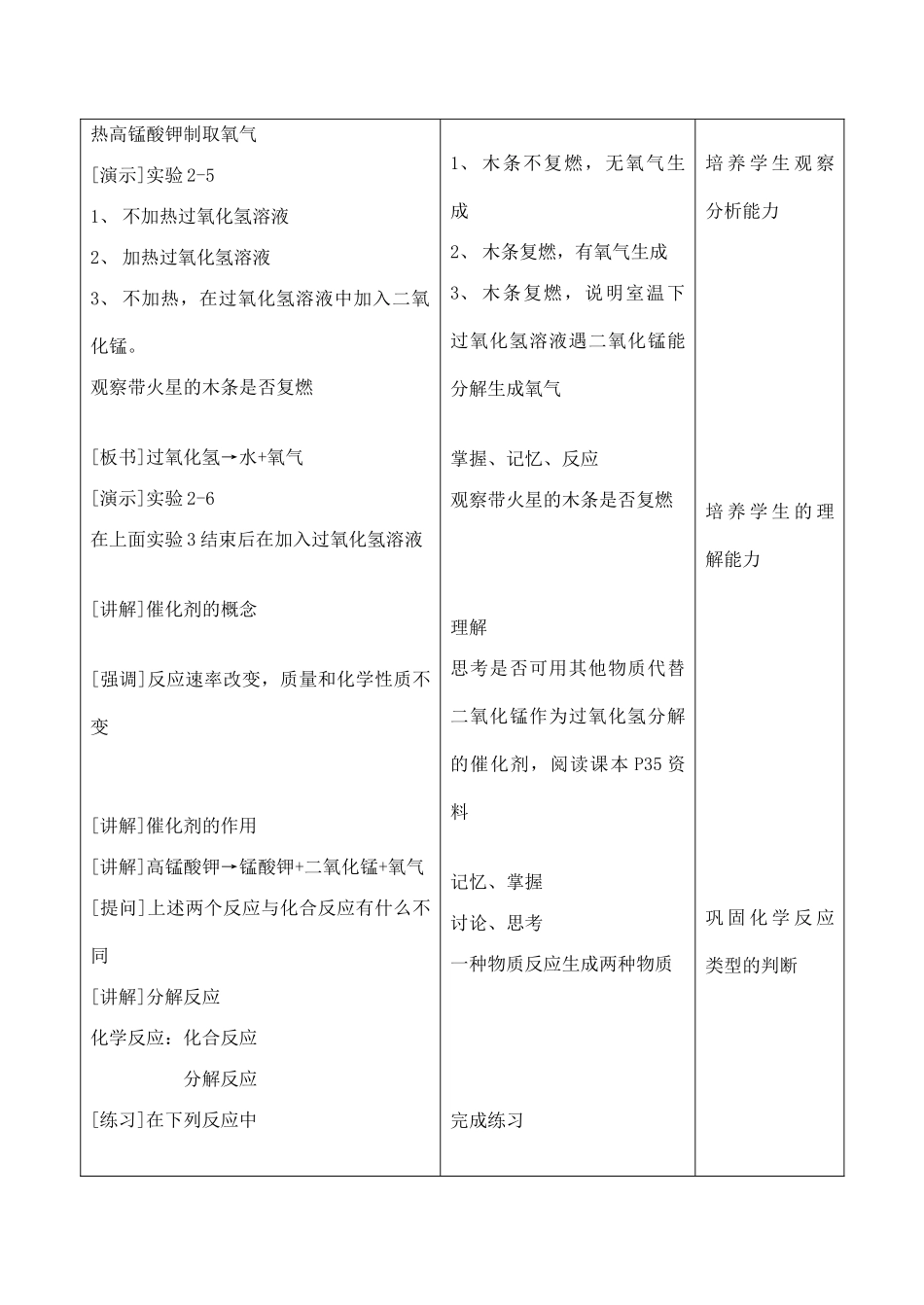 九年级化学上 2.3 制取氧气 教学设计5新人教版_第2页