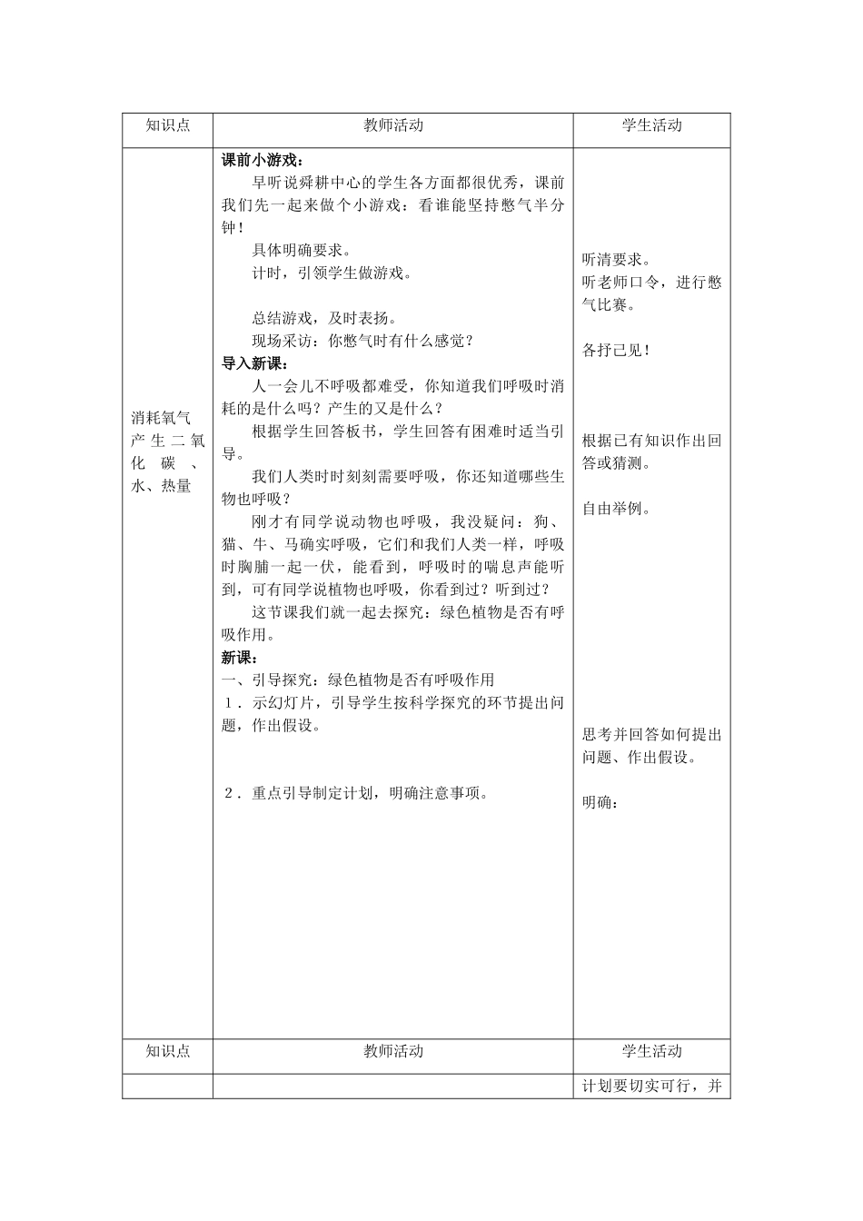 山东省枣庄市第四十二中学七年级生物《植物的呼吸作用》教学设计 _第2页