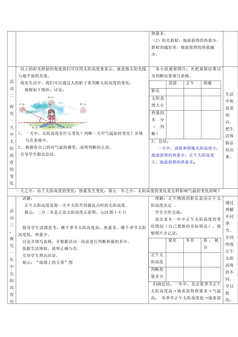 七年级地理上册 第一章 活动课 太阳光直射、斜射对地面获得热量的影响教案1 （新版）商务星球版-（新版）商务星球版初中七年级上册地理教案_第3页