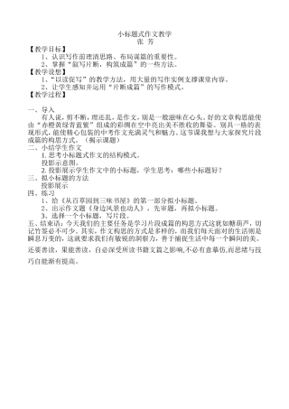 小标题作文写作指导