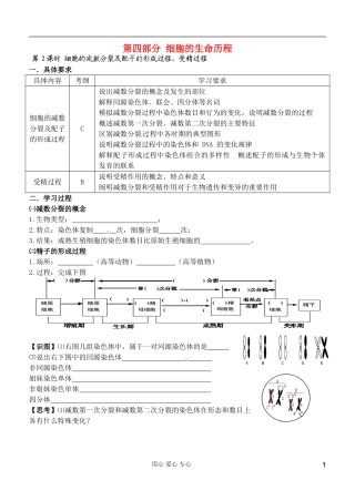 江苏省淮安中学高三生物总复习 4-2减数分裂学案
