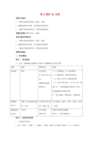 中考化学一轮复习 第12课时 盐 化肥教案-人教版初中九年级全册化学教案