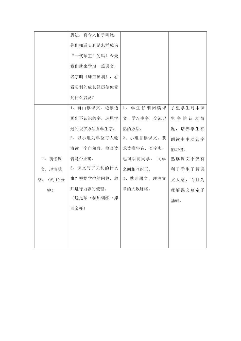 四年级语文上册 12.球王贝利（1）教案 语文S版-语文S版小学四年级上册语文教案_第2页