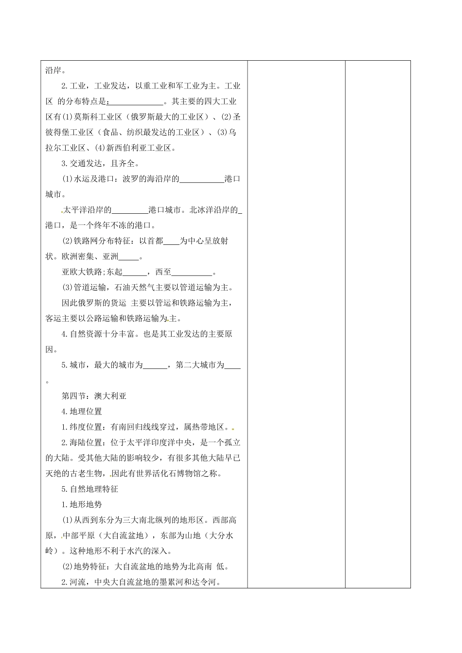 中考地理 俄罗斯和澳大利亚复习教案 新人教版-新人教版初中九年级全册地理教案_第3页
