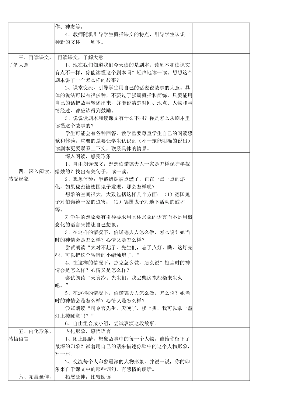 五年级语文上册 第三单元 11 半截蜡烛教案1 鲁教版五四制-鲁教版五四制小学五年级上册语文教案_第2页