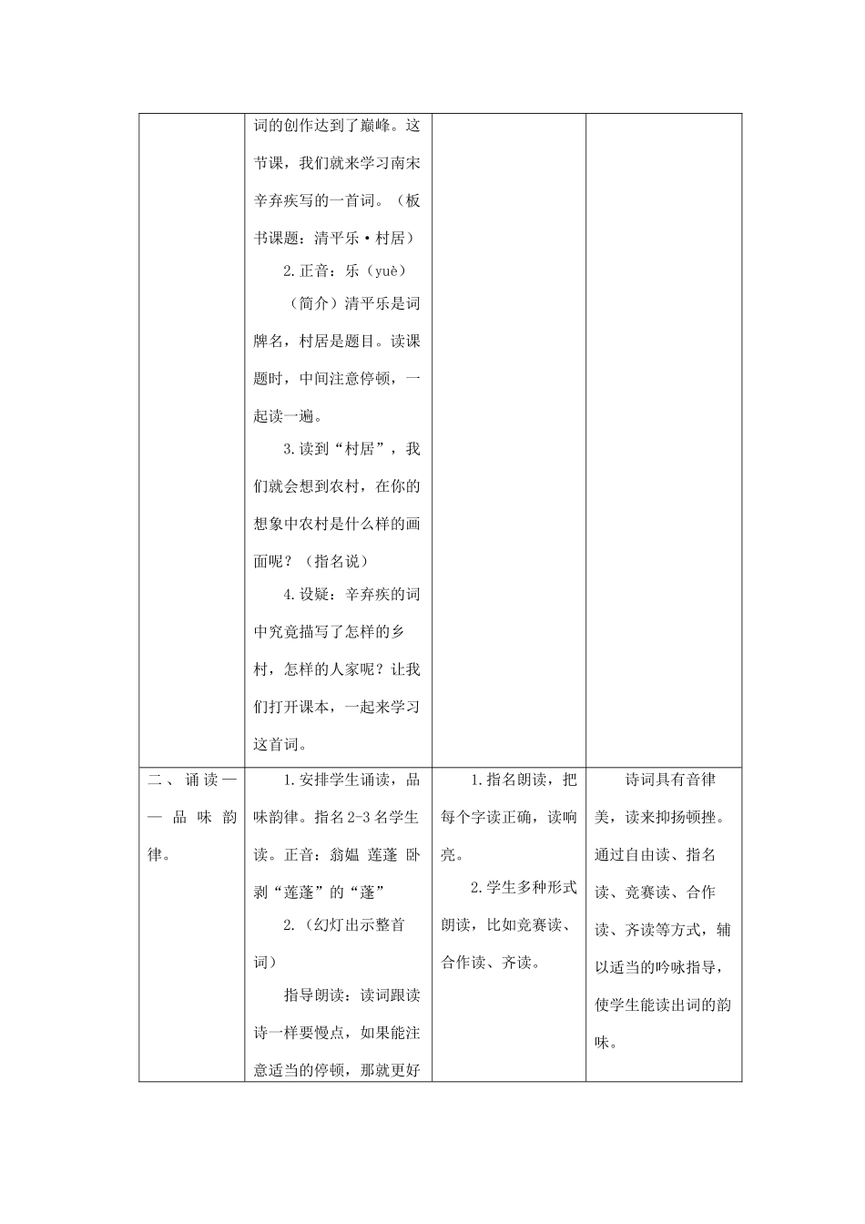 五年级语文上册 第七单元 26 清平乐 村居教案设计 苏教版-苏教版小学五年级上册语文教案_第3页