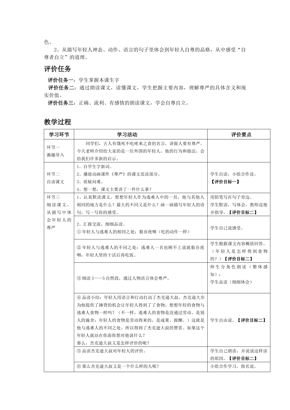 《尊严》基于标准的教学设计_第3页