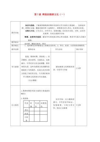 七年级历史下册 1.7《辉煌的隋唐文化（一）》教案 人教新课标版