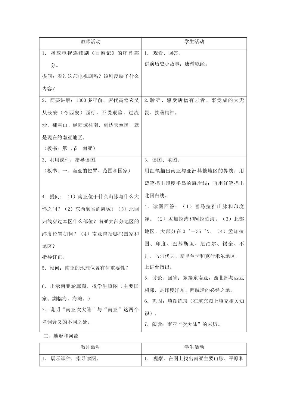 七年级地理下册 第七章 第二节 南亚教案 湘教版-湘教版初中七年级下册地理教案_第3页