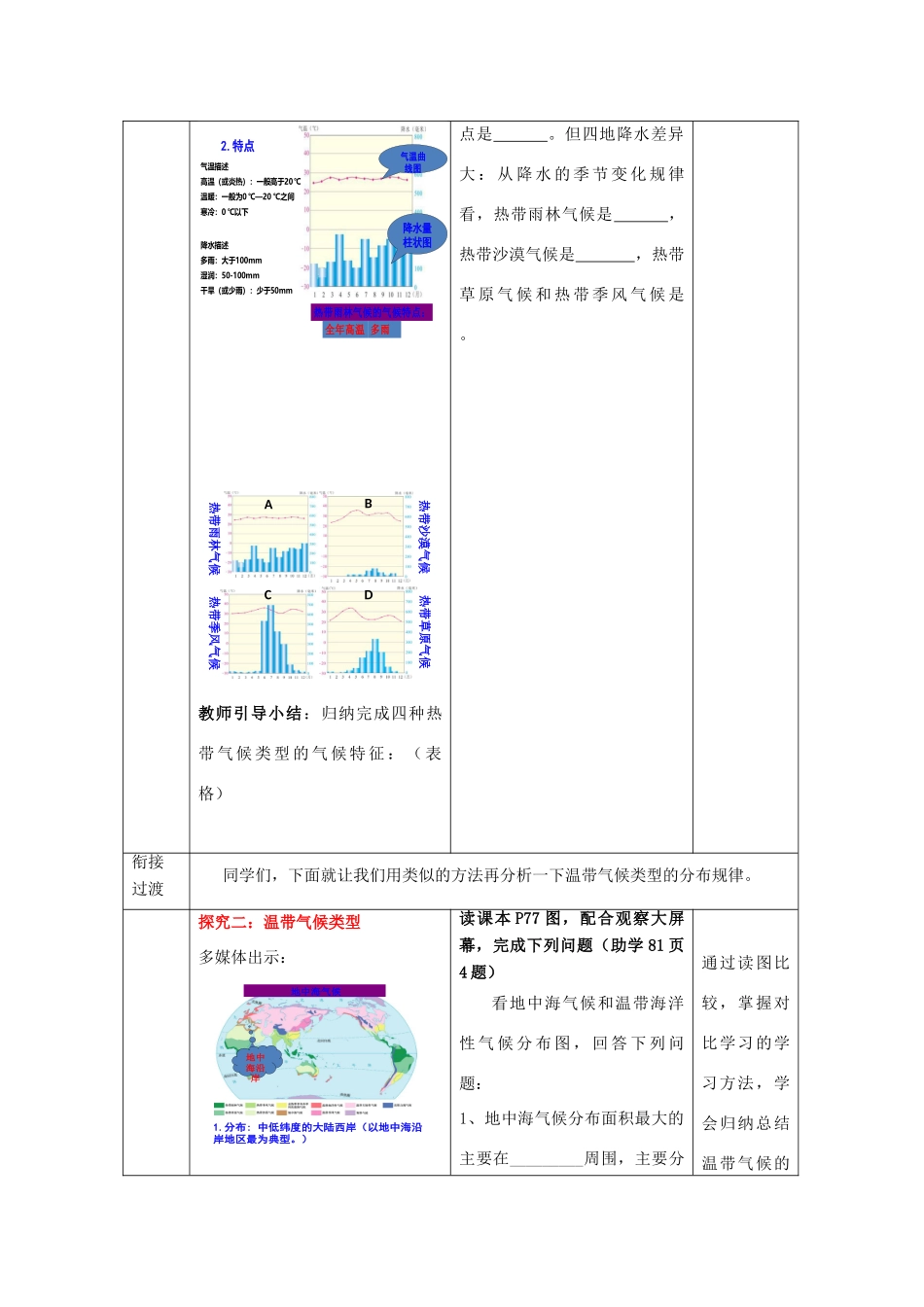 七年级地理上册 第4章 第4节《世界的气候》（第2课时）教案 （新版）商务星球版-（新版）商务星球版初中七年级上册地理教案_第3页