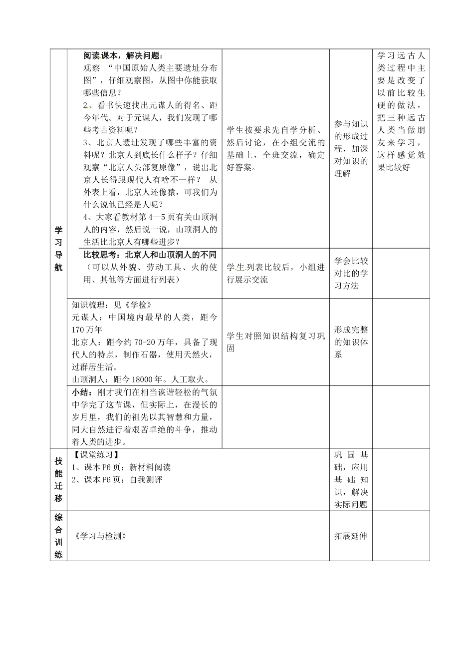 七年级历史上册 第1课 中国境内的远古人类教案 北师大版-北师大版初中七年级上册历史教案_第2页