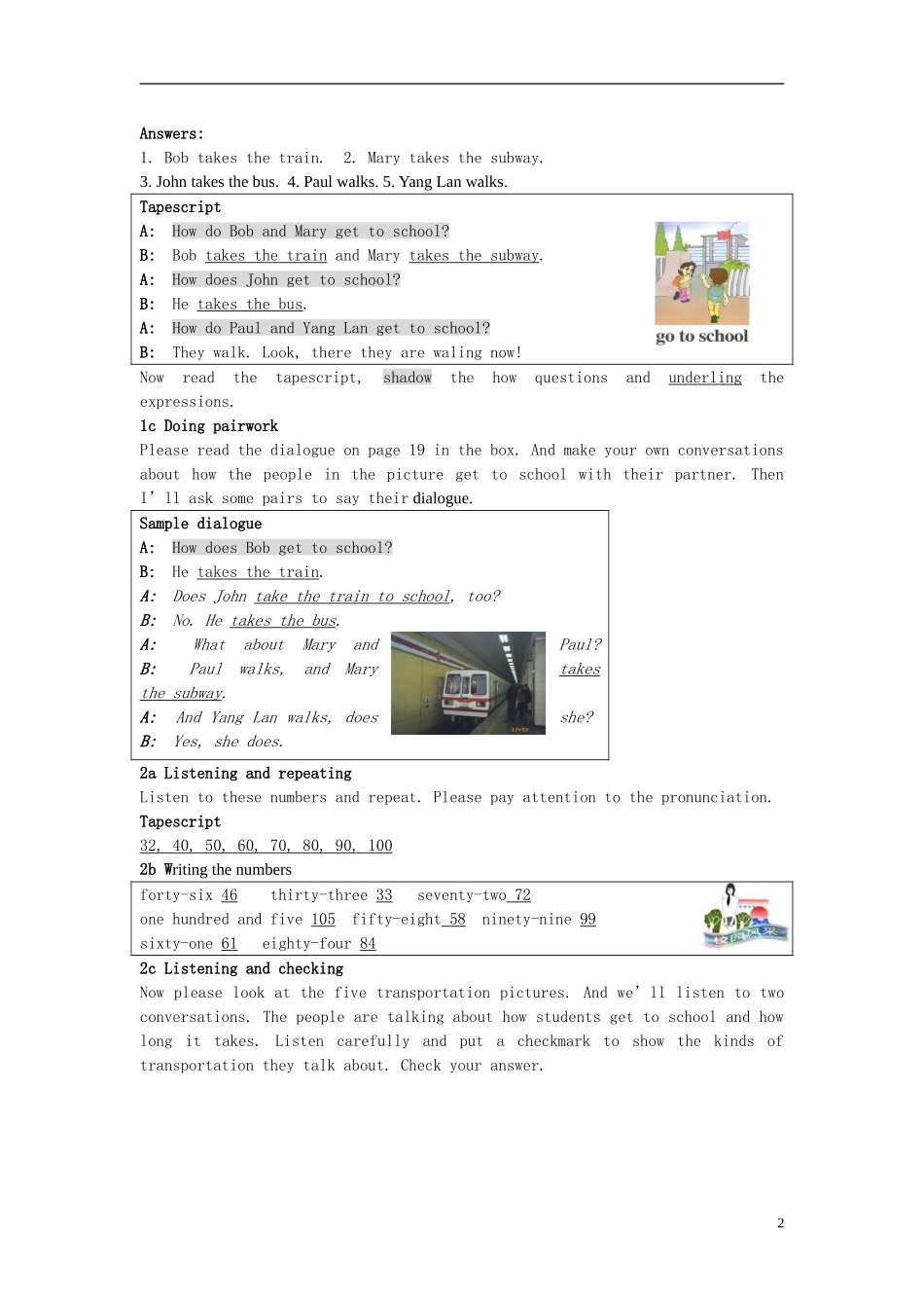 浙江省宁波市宁海县长街镇初级中学2013年八年级英语上册-Unit-4-How-do-you-go-to-school？教案-人教新目标_第2页