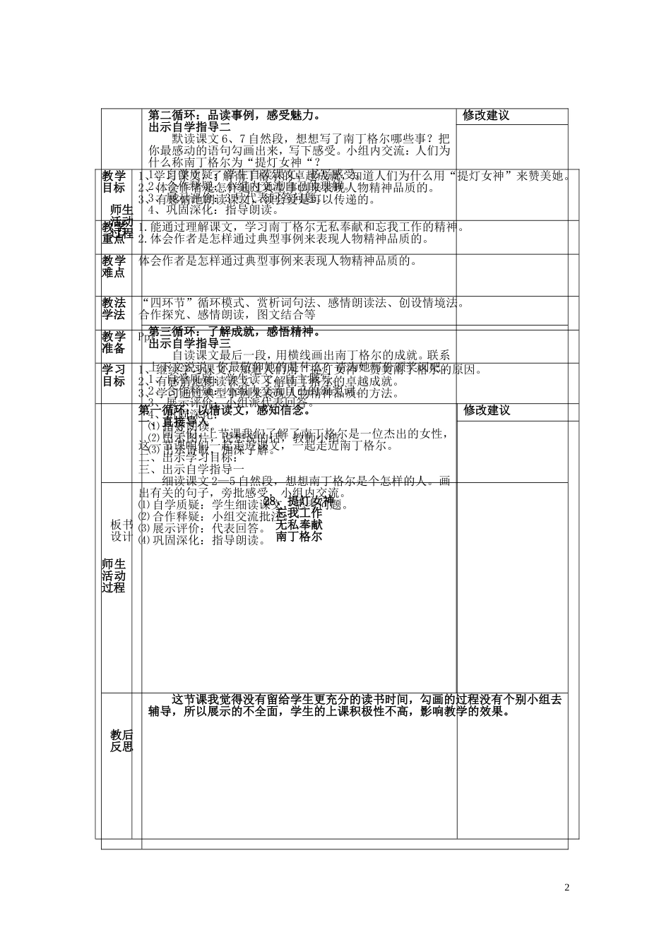 六年级语文上册 第28课《提灯女神》教案 西师大版_第2页