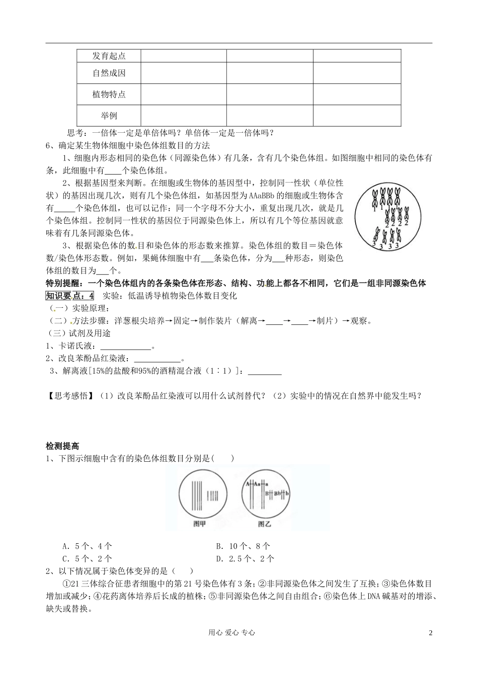 辽宁省抚顺县高级中学高二生物《基因突变及其他变异》学案_第2页