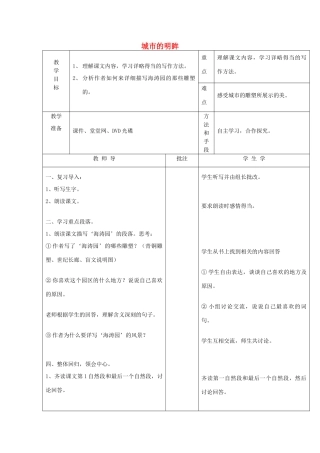 秋五年级语文上册《城市的明眸》教案2 湘教版-湘教版小学五年级上册语文教案