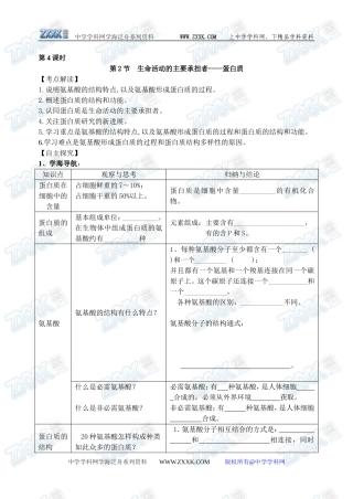 新人教必修1高中生物学案04第2章第2节 生命活动的主要承担者----蛋白质