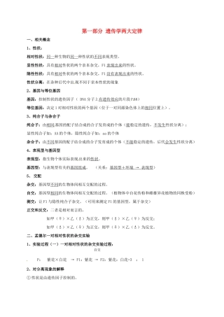 江苏省徐州市高考生物总复习 专题四 生物的遗传 第一部分 遗传学两大定律学案-人教版高三全册生物学案