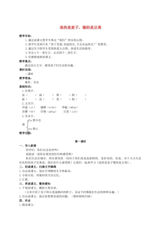 六年级语文上册 高的是麦子，矮的是豆荚 2教案 长春版